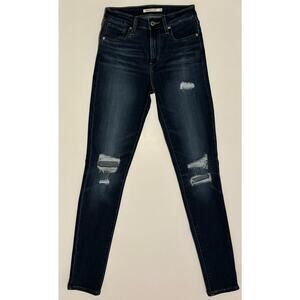 Levi's 721 High Rise Skinny Dark Wash Distressed Size 25